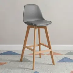 VENHOOUSE - Taburete Piso Bar Acolchado Altura 65cm Eames Tulip Gris
