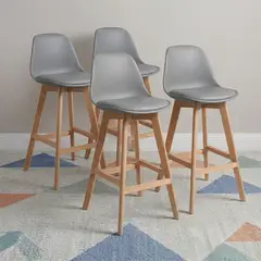 VENHOOUSE - Pack 4 Taburetes Piso Bar Acolchado Altura 65cm Eames Tulip Gris