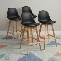 VENHOOUSE - Pack 4 Taburetes Piso Bar Acolchado Altura 65cm Eames Tulip Negro