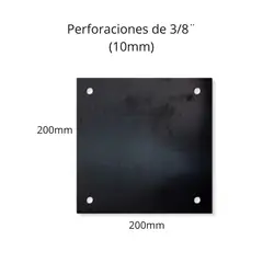 GENERICO - PLACA METALICA 200X200X6MM PERFORADA 10 mm (3/8) ACERO A36