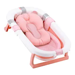 BEBESIT - Bañera Plegable Bebe con Cojin Almohada y reductor Rosada