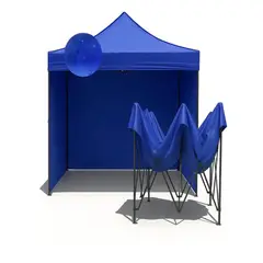 GENERICO - Toldo Plegable 3x3 con Laterales Azul Protección UV e Impermeable