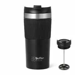 BUFFER FLASK - Termo Prensa Francesa Portatil Buffer 350ml Acero Inoxidable - Negro