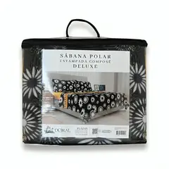 DORAL - Sábanas de Polar Composé 2 Plazas Flor Negro Salmón
