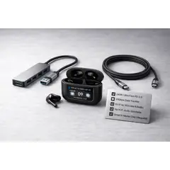 GENERICO - Adaptador Hub USB-C 4K HDMI Bundle 3 en 1 + Cable 240W y Audio A9+