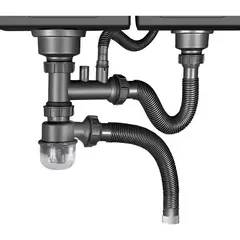KUANGYE - Cespol Desagüe Fregadero Cocina Baño Tubo Doble Flexible