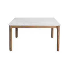 BROOKMAN - Mesa Comedor Hebei Rectangular 130x80x75 cm Piedra 12 mm y Madera Walnut
