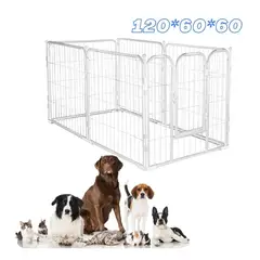 KUANGYE - 6 Parque para Perro 120x60x60cm Vallas Metal Jaula de Cachorros Corral para Mascota Gato Animales