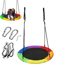 KUANGYE - Columpio Redondo Multicolor Infantil Colgante Para Exterior,hasta 300kg,900D Oxford Impermeable