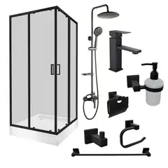 DOER - Combo renueva tu baño II (Cabina 90x90 + Columna+Accesorios+Grifería)