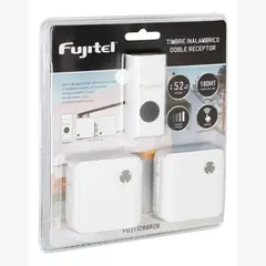 FUJITEL - Timbre Inalámbrico Doble Receptor 52 Melodías Blanco 180m