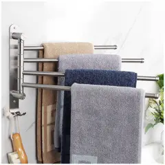 KUANGYE - Toallero Giratorio,Toallero de baño con 4 brazos giratorios extendidos SUS304 que ahorra espacio