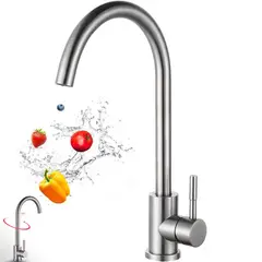 KUANGYE - Fregadero cocina Llave Monomando Lavacopas Vertical Acero Inoxidable Fria Caliente giratorio 360°