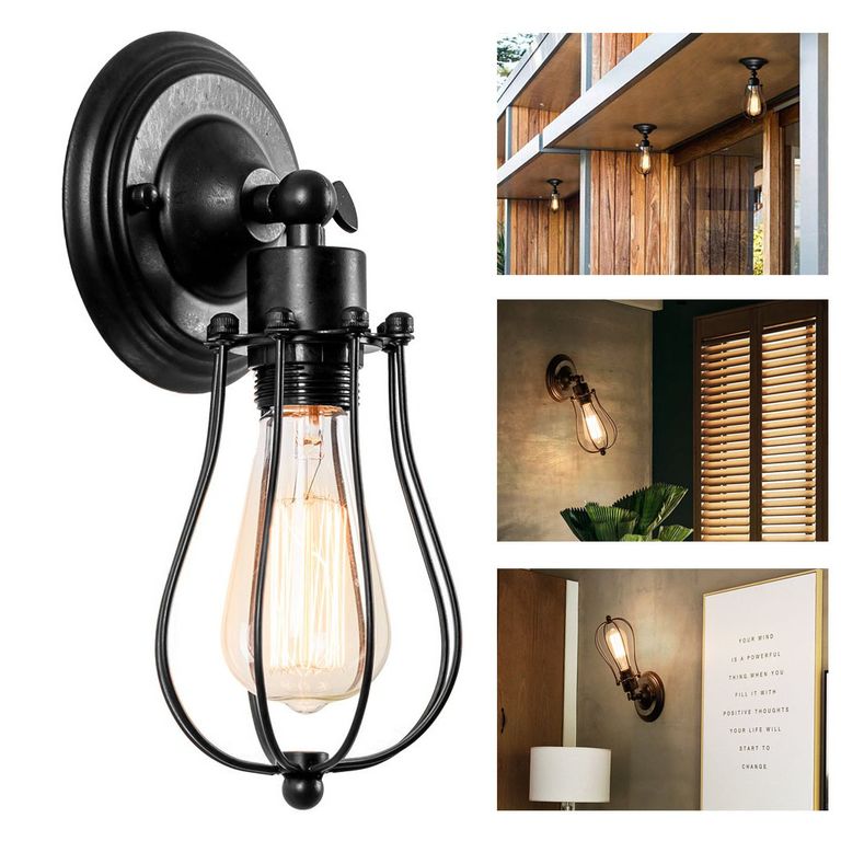 Aplique De Pared Vintage Industrial Con Bombilla Lámpara De Techo Para Hogar Hotel Restaurante