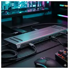 MALIK - Estación de Acoplamiento USB-C 14 puertos Adaptador 9199A