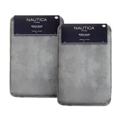 NAUTICA - Pack 2 Alfombras de Baño Home 40x60cm Flannel antideslizante gris