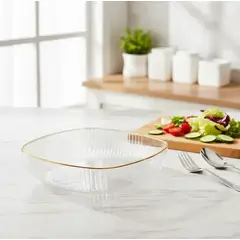 GENERICO - Fuente ensaladera plastico anacalado borde dorado 14.5 cm