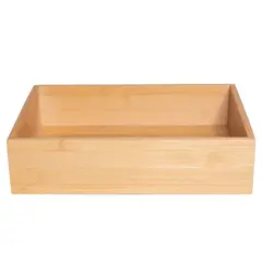 GENERICO - Caja Organizadora De Madera Natural - 26,5 x 17,8 x 6,5 cm - Bandeja Multiuso Reforzada