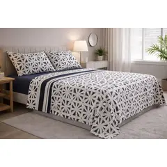 DORAL - SABANAS POLAR ESTAMPADAS COMPOSE DELUXE TRIANGULOS AZUL BLANCO 2.5 PLAZAS