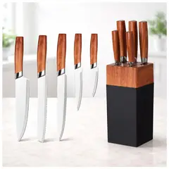 IRM - Set de cuchillos de acero inoxidable con base mango madera