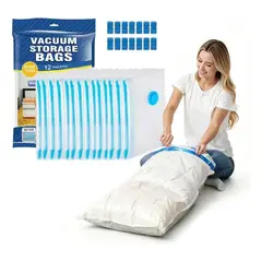 IRM - Bolsas Al Vacio Pack 12 Comprimir Ropa 70x110 Hermetico Closet Orden Organizador Grande FIGOIMPORT