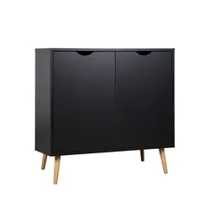 RELAN - Buffet Mueble Tipo Bar Sidney Con Doble Puerta Color Negro