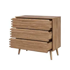 RELAN - Cómoda Cajonera Camden Con 3 Cajones de Varillas Color Café Claro