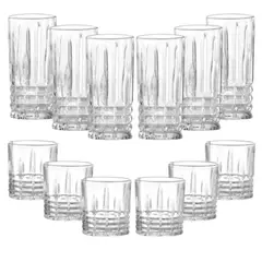 ALLEGRA - Set 12 Vasos Altos y Bajos Birmingham Transparente
