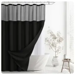 VIDA BUENAS - Cortina de Baño Impermeable 180x200cm con Forro y 12 Ganchos