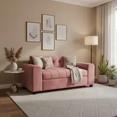 DISEÑOS VALESTRINI - SOFA DOS CUERPOS BRAZO REDONDO EN FELPA