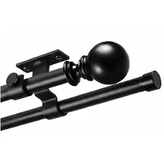 CASATUA - Barra Cortina Doble Extensible 80 a 210 cm Con Soportes - Negro - 80 a 210 cm