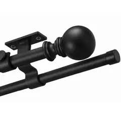 CASATUA - Barra Cortina Doble Extensible 110 a 320 cm Con Soportes - Negro - 110 a 320 cm
