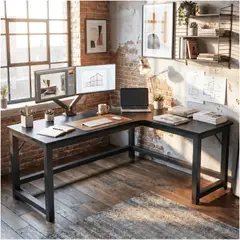 HOMER DESIGN - Escritorio Esquinero Forma L Base Metal Oficina 140x60x75cm XLB00704TP