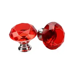 VIDA BUENAS - Tirador Cristal Forma Diamante Para Cajón Rojo 10pcs