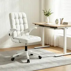 VIDITA - Silla Serena de Tela Acolchada Giratoria Ergonómica Silla de Escritorio Oficina