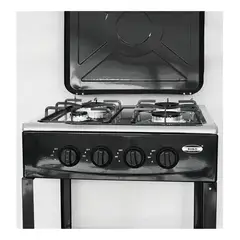 GENERICO - Cocina Encimera A Gas 4 Quemadores Con Repisas Color Negro + kit de instalacion manguera y regulador
