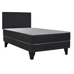 CELTA - Cama Europea Apolo Black 1 plaza + Respaldo lucky