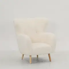 AGUILA - Sillón Poltrona Aspen de Tela Sherpa y Madera - Blanco