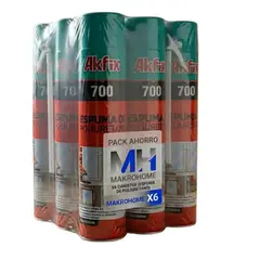 AKFIX - Pack 6 Espuma Poliuretano Expansiva 750ml Con Boquilla