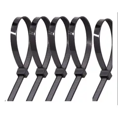 GENERICO - Amarra Plástica XL Brida 9mm x 650mm Negra Pack 5 Unidades Para Cables
