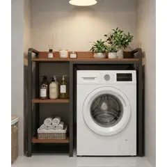 IDEEHOUSE - Estante Mueble Organizador De Lavadora Baño Color Blanco