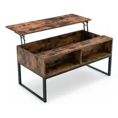 IDEEHOUSE - Mesa De Centro Estilo Rústico Elevable Marrón