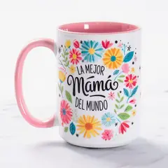 SM - Tazón Día de la Madre 15 oz “La Mejor Mamá del Mundo” - Taza Floral Regalo Mamá