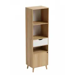 GENERICO - Estante Librero Organizador Alto Minimalista Con Cajón Y Puerta Para Sala 50x39x171cm