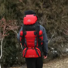 AIZO - Mochila Militar Outdoor 90L Impermeable - Azul marino/Rojo/Azul claro/Negro - 90 LT