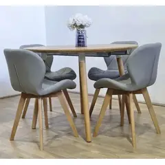 CORI CORI - Comedor Mesa Aura Wood 100cms + 4 Sillas Mariposa Ecocuero Wood