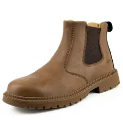 TIOZONEY - Zapatos de seguridad PU sintético Hombre - Café