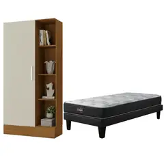 MOVELARIA - Combo box europeo prelude 1.5 plazas + Clóset zapatero Off White CEP15R15