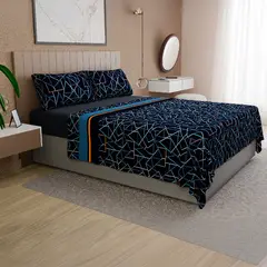 DORAL - SABANAS POLAR ESTAMPADAS COMPOSE DELUXE GEOMETRIA AZUL SALMON 2 PLAZAS