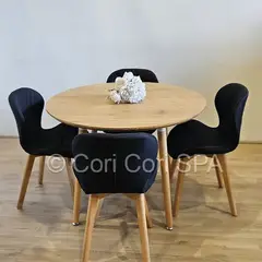CORI CORI - Comedor Mesa Aura 100cms + 4 Sillas Mariposa Lino